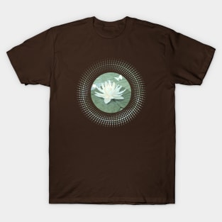 Lotus and Butterflies on Turquoise Water T-Shirt